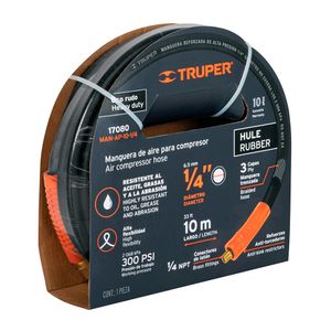 Manguera de caucho para compresor 1/4" 10m Truper