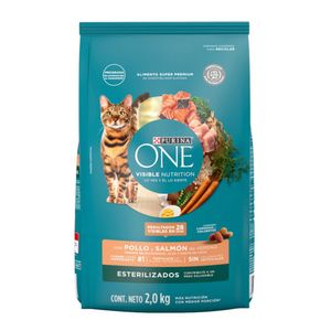 Alimento para gato esterilizado sabor pollo y salmón x2kg Purina One