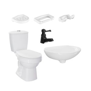 Combo de baño Laguna sin pedestal blanco 6 piezas Corona