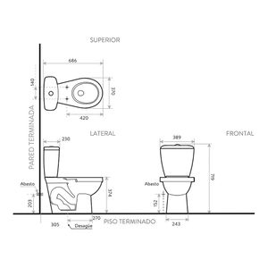 Combo de baño Laguna sin pedestal blanco 6 piezas Corona