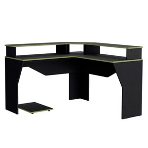 Escritorio Gamer 88.5x128x128cm Wengué/verde RTA