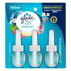 Set de 3 Repuestos aceites naturales paraíso azul x21ml Glade