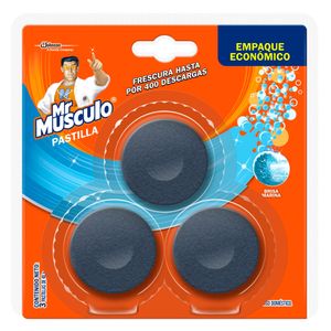 Set de 3 Limpiador para Inodoro pastilla tanque brisa marina x40g Mr. Musculo