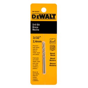 Broca 3/32" DW130332C Acero Rápido Metal Madera