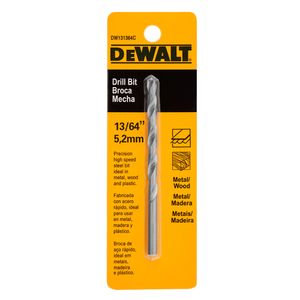 Broca 13/64" DW131364C Acero Rápido Metal Madera
