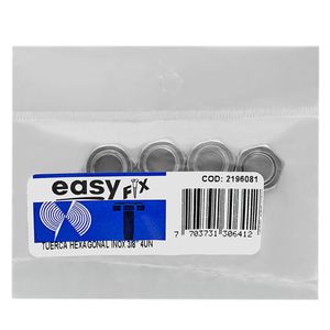 Tuerca 3/8" Hexagonal Inoxidable x4und