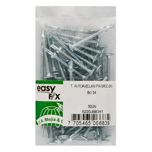 Tornillo avellanado Phillips punta broca aleta 8 mm x 1 3/4" 50 unidades Camejia
