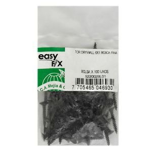 Tornillo Drywall rosca fina 6 mm x 1" 100 unidades Camejia
