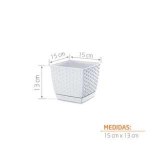 Maceta 13x15x15cm Ratolla Square blanco Tumatera