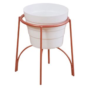 Soporte piso arco Golden rose + maceta blanco Rejiplas