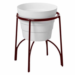 Soporte piso arco cobrizo + maceta blanco Rejiplas