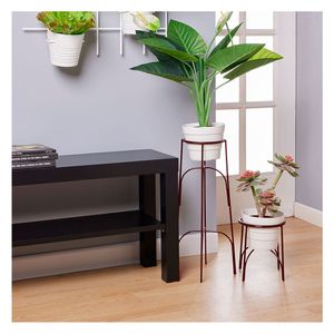 Soporte piso arco cobrizo + maceta blanco Rejiplas