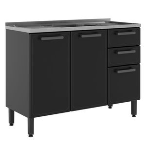 Mueble inferior 3 puertas 2 cajones grafito Bertolini