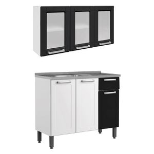 Cocina integral 105 cm blanco/negro Bertolini