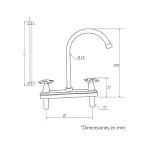 Grifería lavaplatos Lotta cruz cromo Plumber