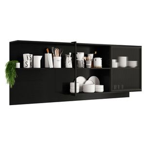 Mueble de cocina superior 200 cm negro Bertolini