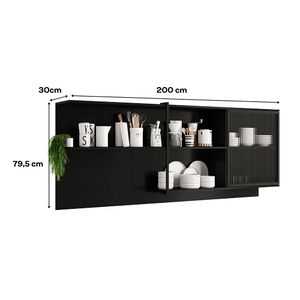Mueble de cocina superior 200 cm negro Bertolini