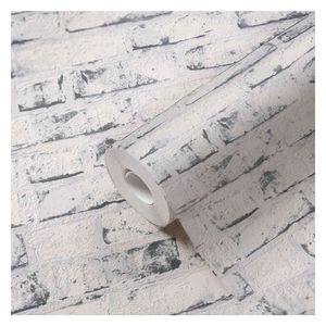 Papel colgadura Ladrillo blanco/negro 54cmx10mt 5 m2 As Creations