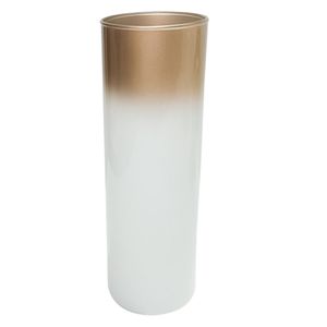 Florero cilindro GDE blanco/oro 10x30cm Marres
