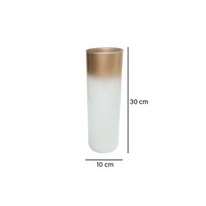 Florero cilindro GDE blanco/oro 10x30cm Marres