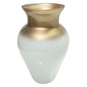Florero gordo blanco/oro 21x32cm Marres