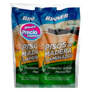 Protector brillador pisos Madera y Laminados 2x500ml Binner