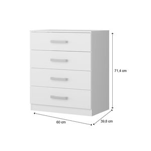 Cómoda 4 cajones 71x60x39.8cm blanco Bertolini