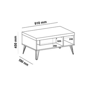 Mesa de centro 45x91x59cm blanco Bertolini