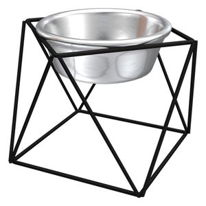 Comedero geométrico pequeño 25.4x25.4x16.5cm negro Rejiplas