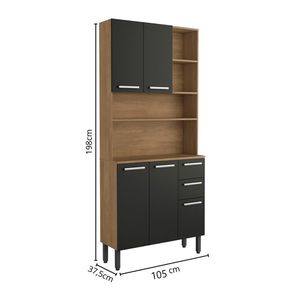 Alacena Axxe 105cm roble/negro Bertolini