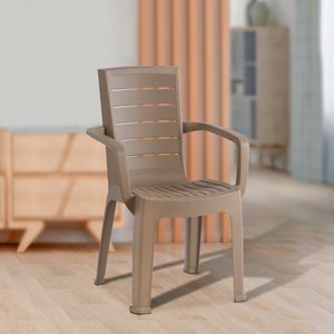 Silla exterior con brazos Nova taupe polipropileno 85.5x54x55.5cm Vanyplas