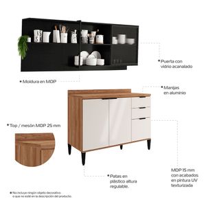 Cocina integral 200cm mesón 120cm beige/grafito Bertolini