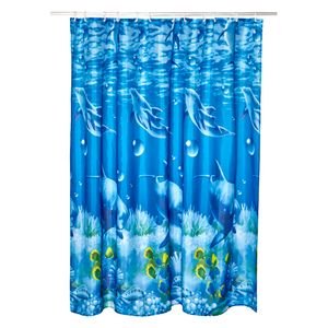 Cortina Poliéster 200x180 Azúl Ballenas