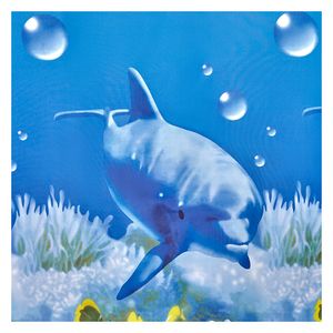 Cortina Poliéster 200x180 Azúl Ballenas
