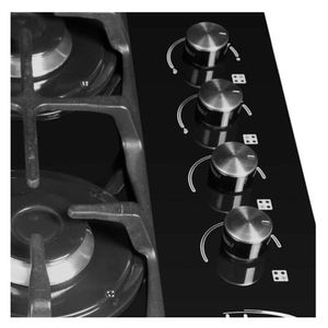 Estufa Empotre Abba 4P Vidrio, Cg401V5D Negra, Gas Propano