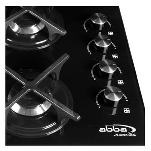Estufa Empotre Abba 4P Vidrio, Cg401V3C Negra, Gas Propano