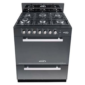 Estufa Abba 6P En Vidrio, Horno Con gratin. Rg 803-5 Gt Negra, Gas Propano