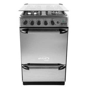 Estufa Abba 4P En Acero Inox, Tapa Vidrio,gratinador, Enc.Automatico, 1 Triple Corona, Gas Natural