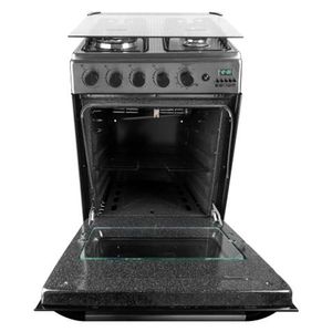 Estufa Abba 4P En Acero Inox, Tapa Vidrio,gratinador, Enc.Automatico, 1 Triple Corona, Gas Natural