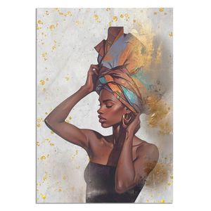 Cuadro Africana dorada diseños 78x120cm Areas