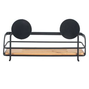Organizador baño con ventosas negro/bambú 26x11.5x9cm Global Offer