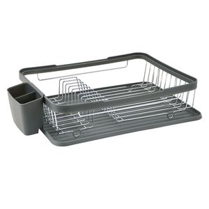 Escurridor de platos + bandeja + porta cubiertos gris/inox Global Offer