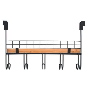 Perchero pared 43x9.5x26cm negro/bambú Global Offer