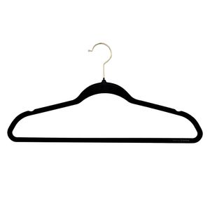 Colgador ropa terciopelo negro/dorado x20und. Hacks&Racks