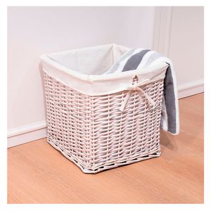 Canasto mimbre tela blanco 30x30x30cm Hacks&Racks