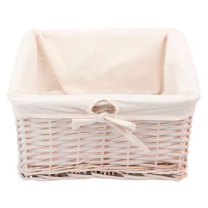 Canasto mimbre tela bajo blanco 15x30x30cm Hacks&Racks