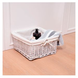 Canasto mimbre tela bajo blanco 15x30x30cm Hacks&Racks