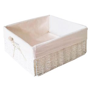 Canasto plegable papel tejido bajo blanco 15x30x30cm Hacks&Racks