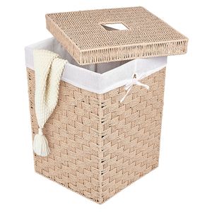 Cesto ropa Trenzado con tapa 80L natural Hacks&Racks