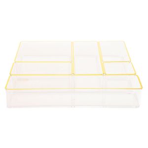 Organizador cajón modular dorado/transparente x6und. Hacks&Racks